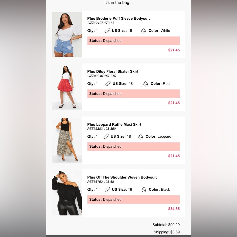 boohoo - Entire Order (4 items)